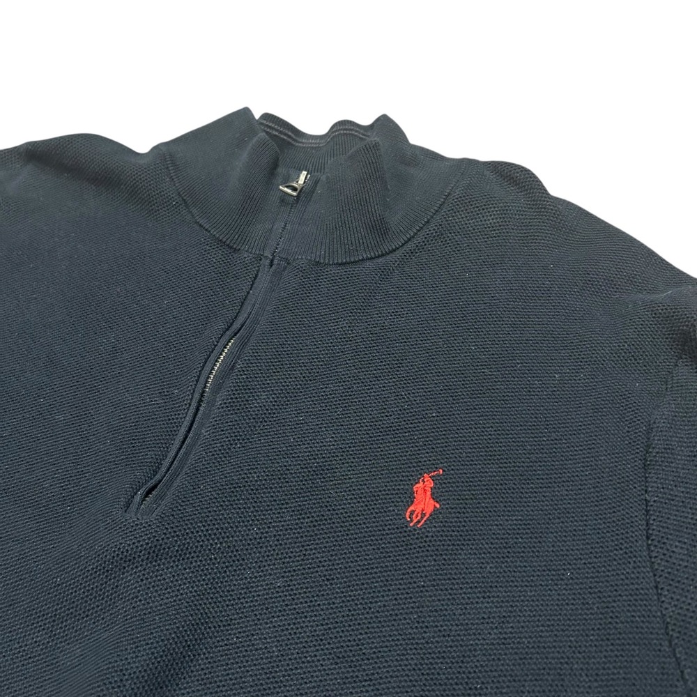 Polo Ralph Lauren‎ Men's Black 3XB Quarter Zip Pullover Sweater Red Pony